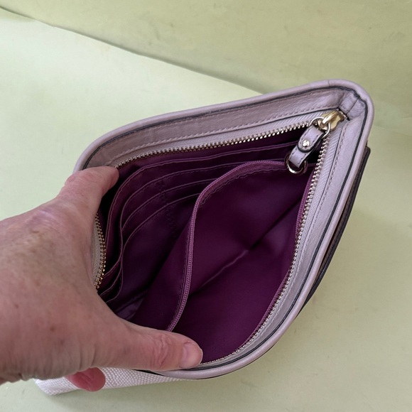 Coach Light Lavender/Purple Textured Leather Pouch with Zipper Closer